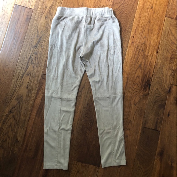 Joh Beige Suede Pants with Floral Lined Pockets - Size M - elastic waistband - Picture 7 of 7